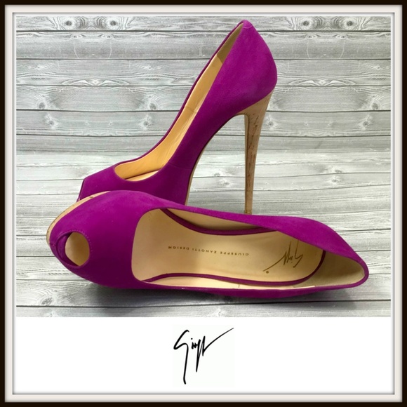 Giuseppe Zanotti Shoes - Giuseppe Zanotti Suede Platform Peep Toe Pumps